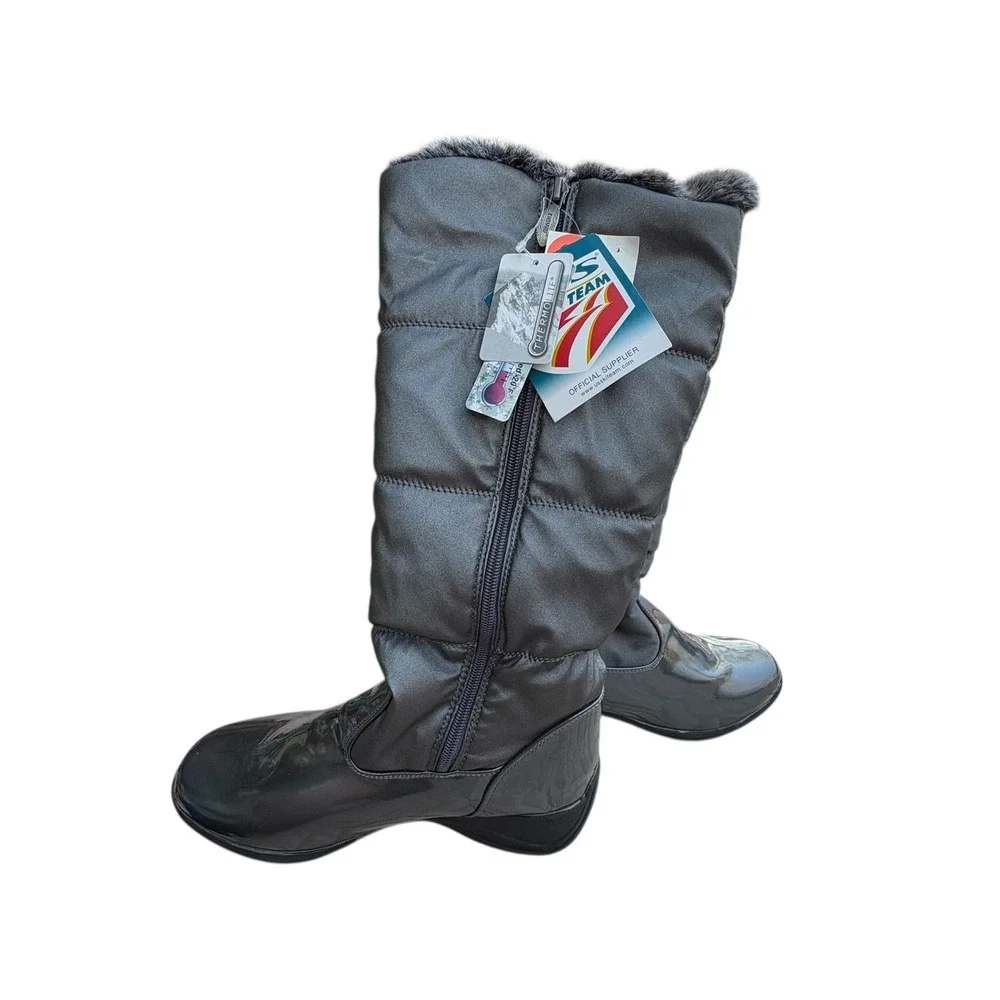 Khombu Thermolite Women Metallic‎ Charcoal Gray Puffer Winter Boots Size 9.5